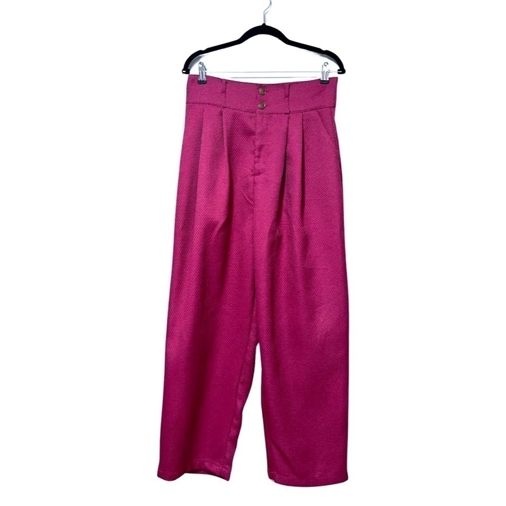 CIDER High Waist Wide Leg Tweed Purple Trouser Pants Sz L - Picture 3 of 7